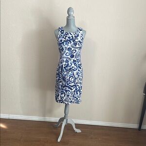 Ralph Lauren Blue and White One Shoulder Maxi Dress